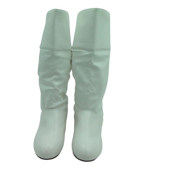 Women's Shein Almond Toe White Mid‎ Calf Boots Pull On Back Lace Size EU 41-US10 - Picture 9 of 12